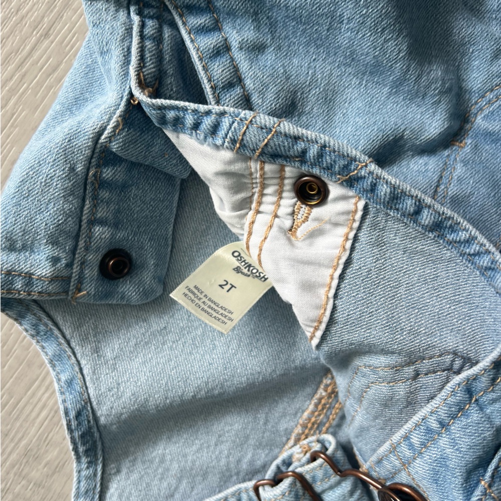 Vintage OshKosh B'gosh Denim Overalls with Pink Cuffs - Picture 3 of 5
